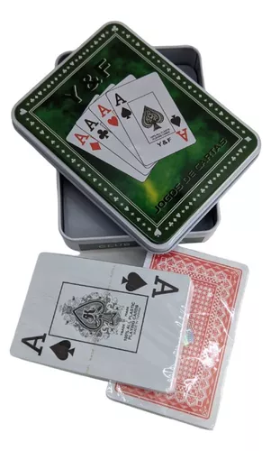 Juego de cartas poker en caja metal
