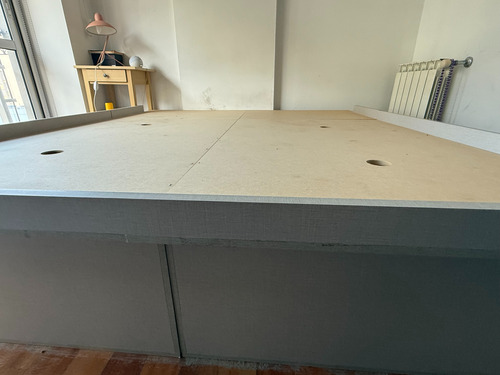 Cama 2 Plazas + Colchón 190*160 - 8 Cajones 2 Bauleras Gris Claro (Usado)