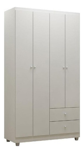 Guarda-roupa AJL Louise cor branco de mdp com 4 portas  de dobradiças