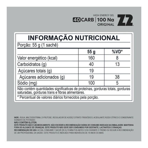Energy Gel Z2 Load Up 40 Carb Box 5 Unidades SachĂȘ 55g