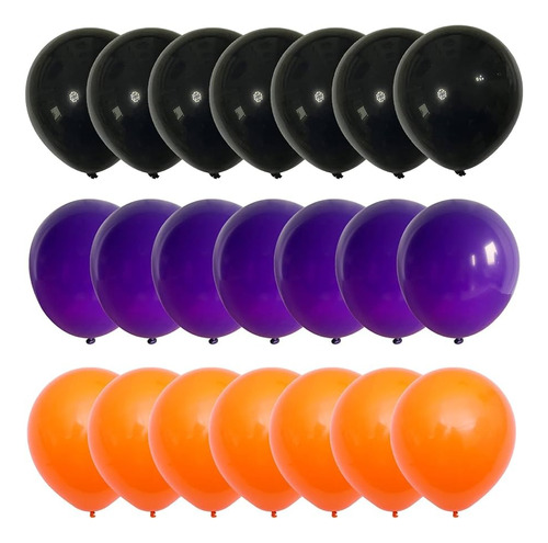 Set Globos Halloween Negro+violeta+naranja Decoración  