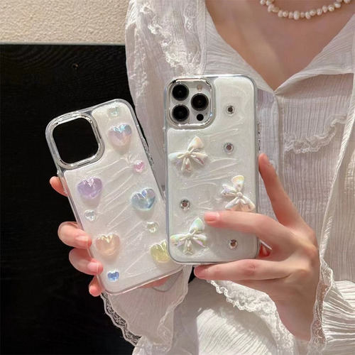 Funda Case Alta Calidad Moda Tpu Para iPhone Lazo 3d Destello De Arena Movediza