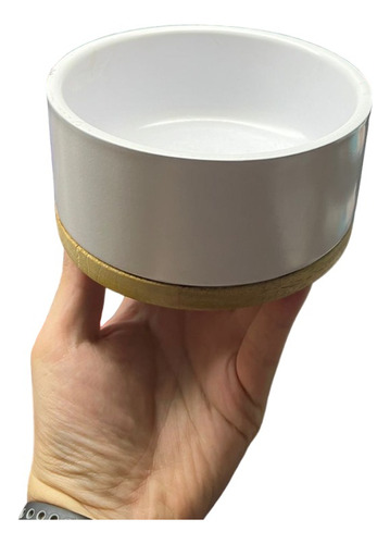 Comedero Para Gatos Cancat Recto Con Base De Madera 13 Cm Color Blanco