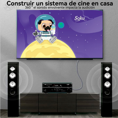 Soku Cable Audio Fibra Óptica Estéreo Digital 5.1 Codo Pro