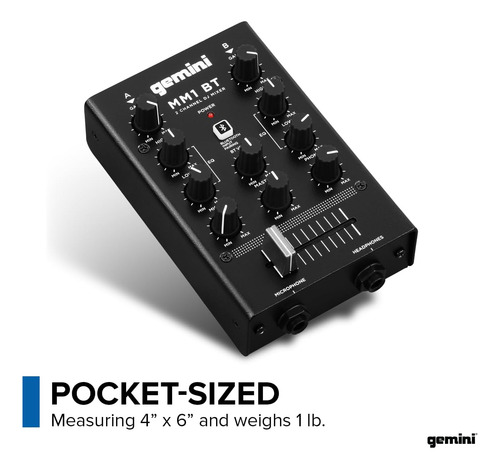 Gemini Portable Bluetooth Dj Mixer 2-channel Mini Audio...
