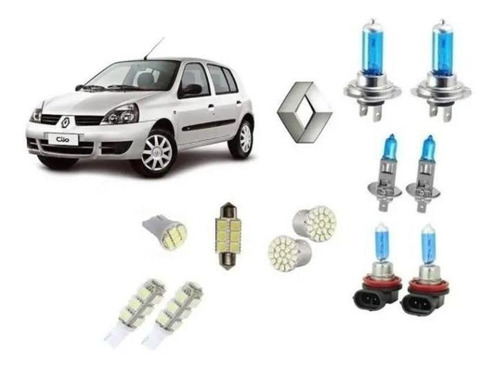 Renault Clio 03/16 Kit 12 Lampadas Farol + Milha H11 + Leds