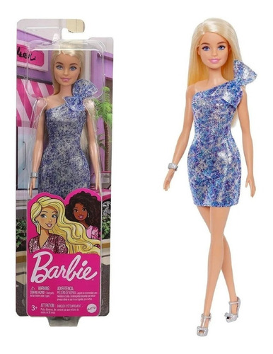 Muñeca Barbie Glitz Vestido Azul Mattel
