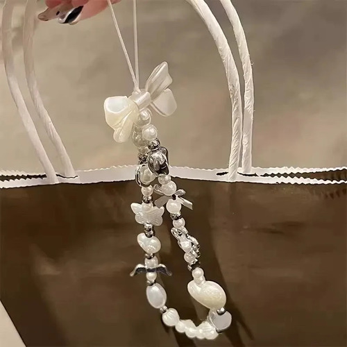 Llavero Con Forma De Corazón Y Forma De Lazo Blanco Con Form