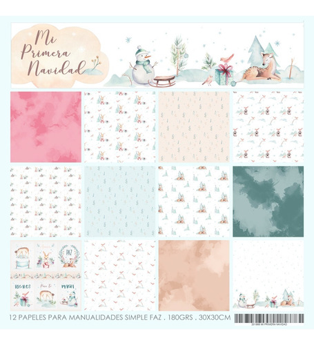 Mi Primera Navidad 12 Papeles Para Scrapbooking 30x30cm