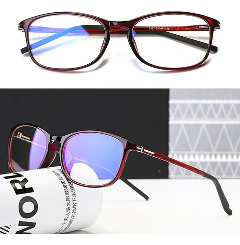 Óculos Tr90 Filtro Luz Azul P/ Computador Celular Tv V4025 Cor Vermelho Armação Preto Lente Transparente