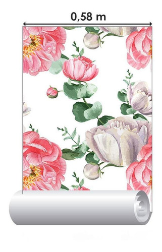 Papel De Parede Adesivo Lisianthus N09046 Rolo 0,58x3m