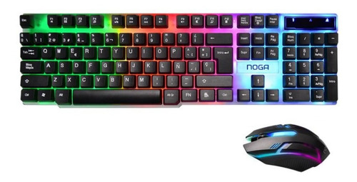 Teclado Y Mouse Kit Gamer Noga Nkb-91 Led Retroiluminado Pc