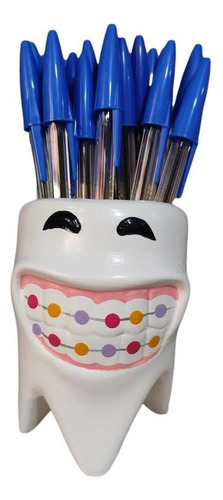 Vasinho Ou Porta Caneta Dente Com Aparelho Dentista Ceramica Cor Outro