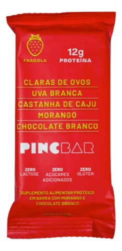 Kit 3x: Barra De Proteína Fragola Sem Açúcar Pincbar 50g