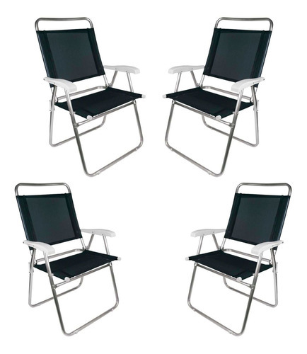 Kit de 4 sillas de playa Master Anatomica, resistentes hasta 120 kg, color negro