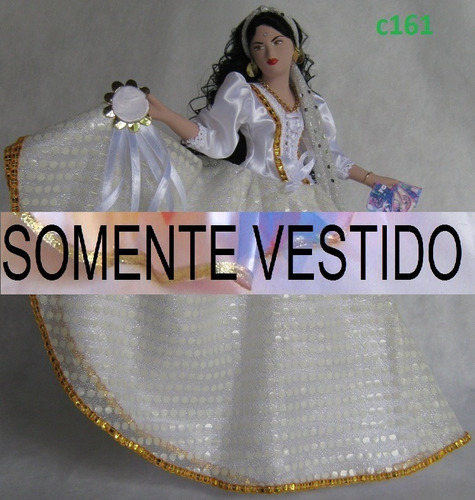 Vestido Da Boneca Cigana C161 De Porcelana + Acessórios 42cm