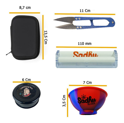 Imagem 2 de 3 de Kit Estojo Case Bolador Tesoura Cuia Sedas Dichavador Brinde