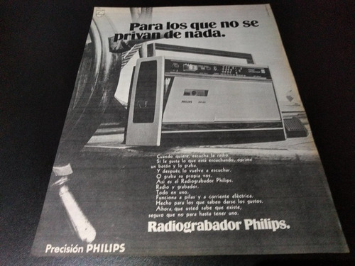 (pb341) Publicidad Clipping Radiograbador Philips * 1972