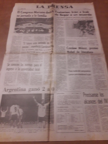 Tapa Diario La Prensa 10 10 1980 Borges Maradona Selección A