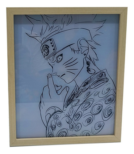 Cuadro Madera Ilusión 3d Diseño Naruto 20x16cmx3cm 