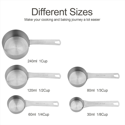 Juego De Tazas Y Cucharas Medidoras De Acero Inoxidable