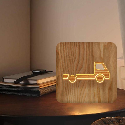 Luz De Escritorio Usb Led De Madera Con Luz Nocturna