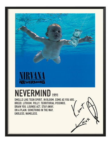 Cuadro Nirvana Music Album Tracklist Exitos Nevermind