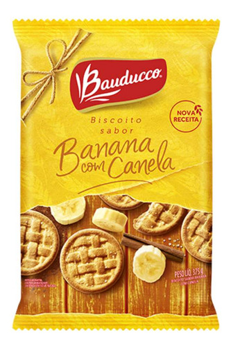 Biscoito Bolacha Bauducco Banana Com Canela Pacote 375g.
