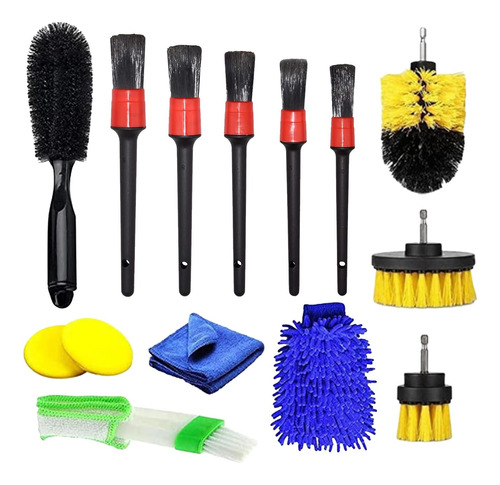 14pcs Car Detailing Brush Set 5 Detail Brush 3 Drill