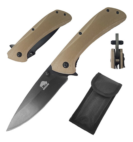 Imagen 1 de 10 de Navaja Cuchillo Supervivencia Rescate Arena Beige Bison