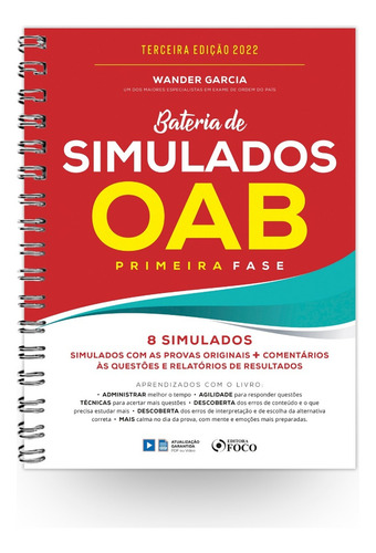 Bateria De Simulados Oab 1a Fase - 3a Ed - 2022, De Trigueiros, Arthur. Editora Editora Foco, Capa Mole Em Português, 2021