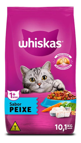 Ração Whiskas Para Gatos Adultos Alimento Sabor Peixe 10,1kg
