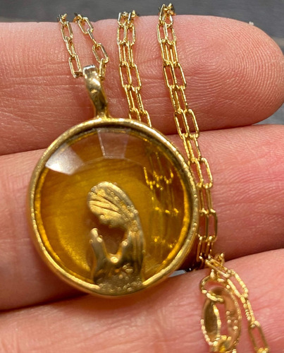 Cadena Enchapada Oro 18k Medalla Virgen Niña Cristal Luli