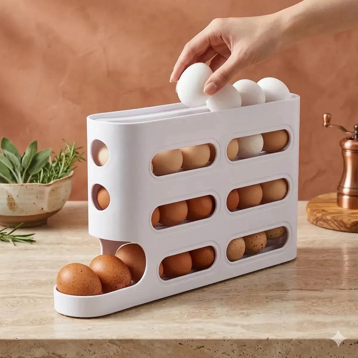 Huevera Organizador De Huevos Premium P/heladera Vertical Blanco