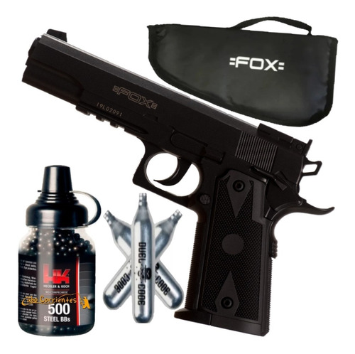 Pistola Co2 Aire Comprimido Fox Colt 1911 + Funda + Kit
