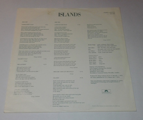 Imagen 6 de 8 de King Crimson - Islands - Lp Vinilo Edicion Alemana
