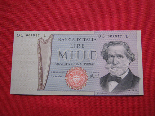 Italia 1000 Liras 1975 Verdi 