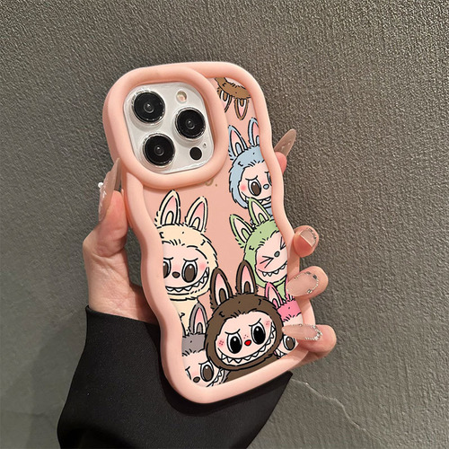 Sh Carcasa For iPhone Labubu Macaron Candy Color Wave