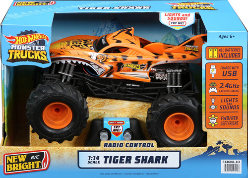 Monster Truck Hot Wheels Tiger Shark A Escala 1:14