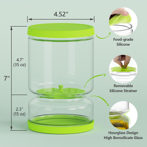 Recipiente De Vidrio Para Pepinillos Y Aceitunas, Tarro Herm
