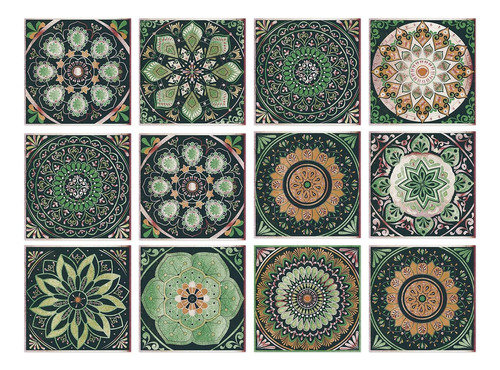 Mandala Marroquí Azulejos Pegatinas 6x6in Pelar Y Pega...