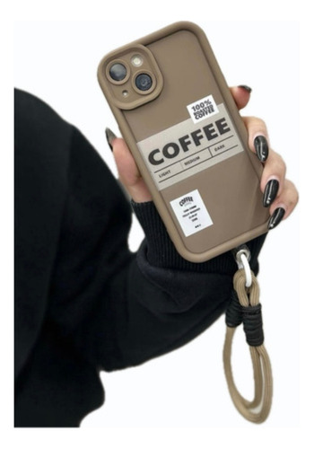 Funda Silicona Coffe Con Holder Para iPhone 15 Plus