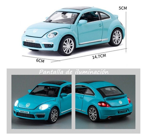 , Volkswagen Beetle Gsr Miniatura Metal Autos Con Luz Y