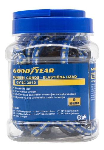 Imagen 2 de 7 de Kit De 10 Tensores Elasticos Con Ganchos Gybc3810 Good Year