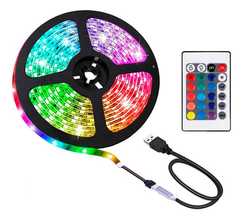 Cinta Rgb Tira Led Usb 5050 Colores 2 Metros C/ Control Tv