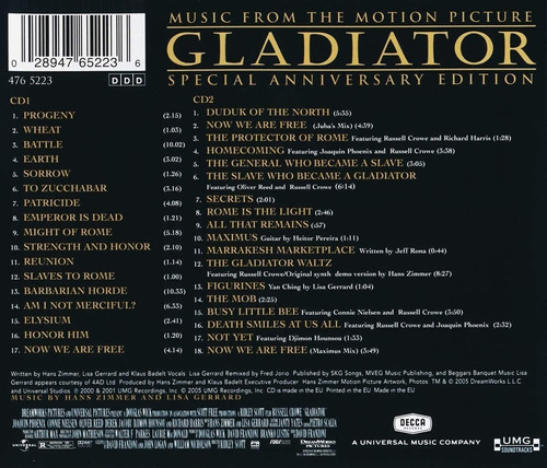 Hans Zimmer - Gladiator Music From The Motion Pictures 2cds