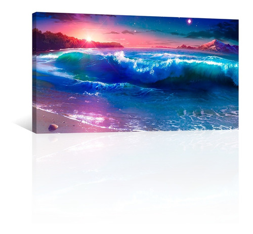 Cuadro Decorativo Canvas Pintura Impresa Playa Neon