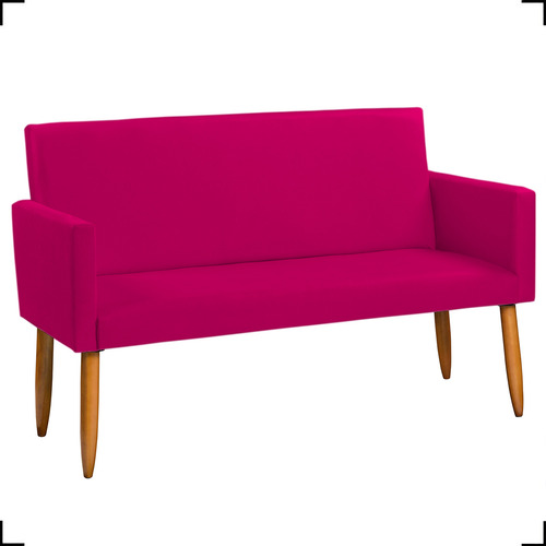 Namoradeira Decorativa Sofá 2 Lugares Reforçada Para Sala Cor Pink Desenho Do Tecido Suede Liso