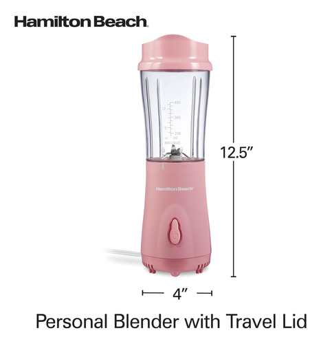 Licuadora Portátil Hamilton Beach 51171 400 Ml Coral Con Taz