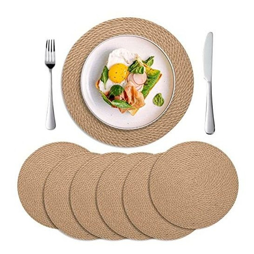 6 Pack, Tejidos Redondos Placemats, Hiacinto De Agua Dvjzw